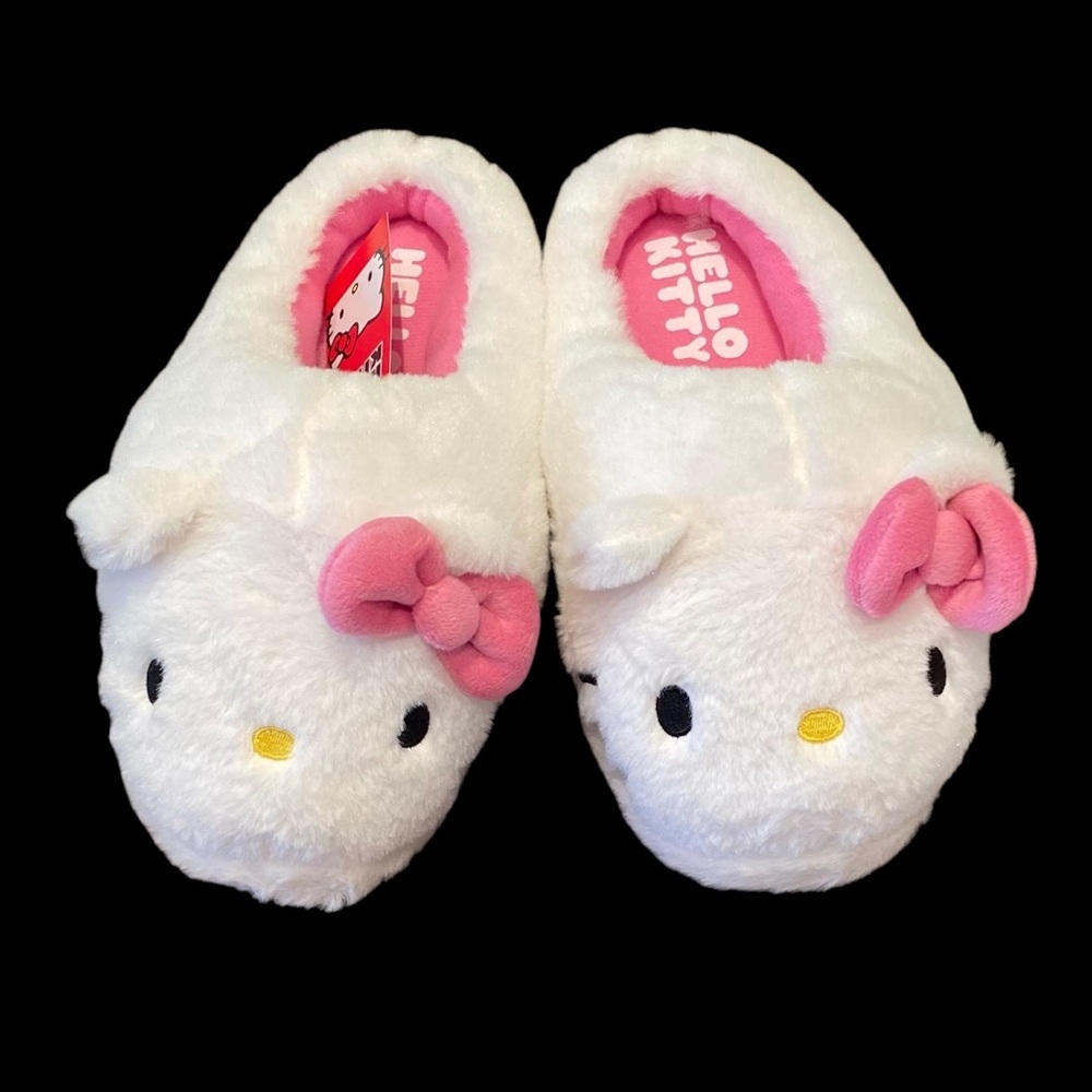 Women’s Sanrio Hello Kitty White & Pink Slippers Size 9/10 Medium Width